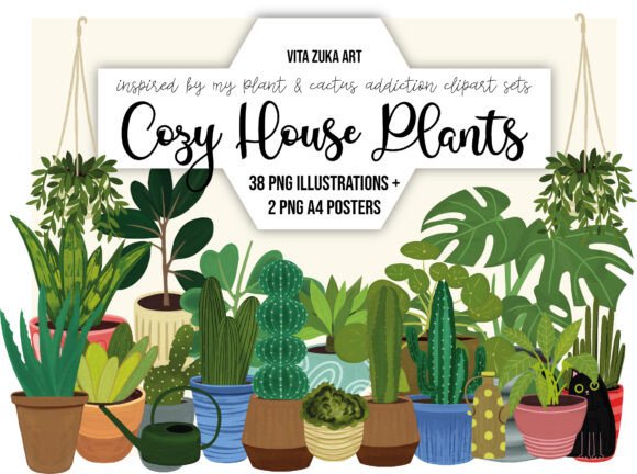 Download Cozy House Plant Clipart Set - House plant Collection
