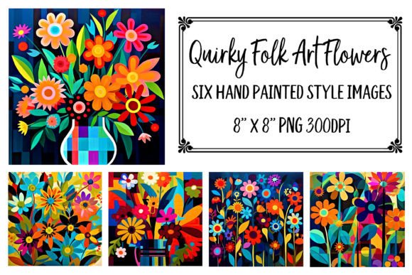 Download Whimsical Hand Painted Folk Art Flowers - Paint Collection
